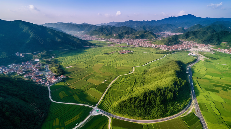 航拍农村乡村高速公路穿村而过村落摄影背景,高清,摄影图,摄影图片,图片大全,摄影图免费下载
